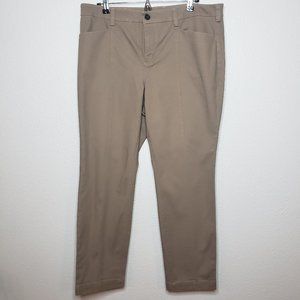 Duluth Trading Co Womens Sz 14x29 Tan Workday Warrior Chino Slim Leg Pants (161)